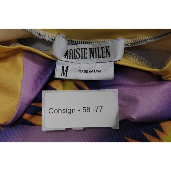 Maisie Wilen Womens Purple Yellow Slinky Baseball Dress Medium Poly Stretch - Picture 10 of 10